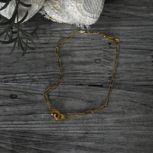 Collier menottes en chaîne (doré)